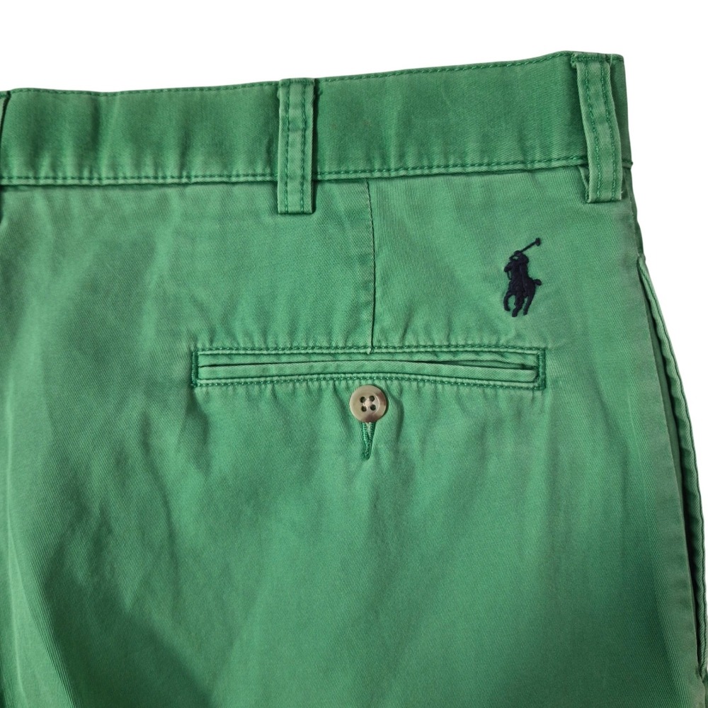 Vintage Polo Ralph Lauren Shorts Mens 36 Green Tyler Pleated Chino Cotton Pony